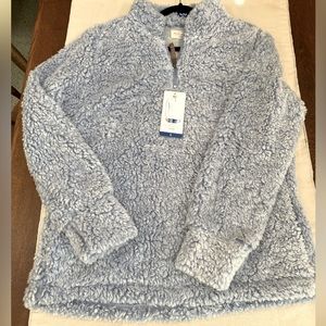 NEW Weatherproof brandPeriwinkle Blue Sherpa, quarterzip. L. Soft tshirt lined.